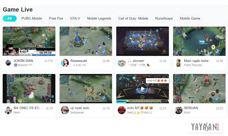 Game live stream di bigo