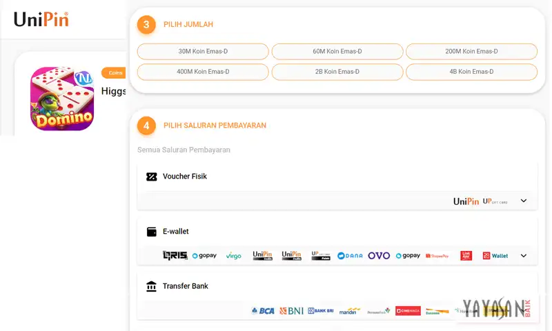 cara topup higgs domino di unipin