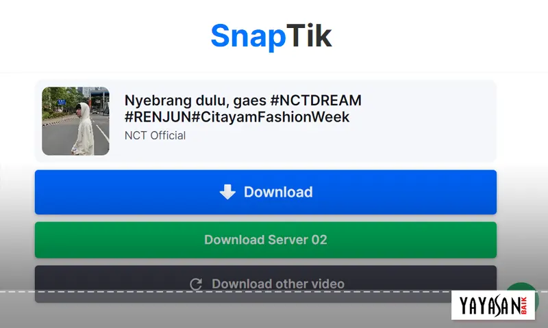 fitur snaptik video tiktok downloader