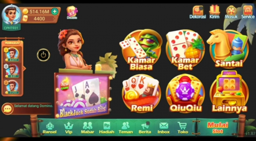 tampilan game sederhana higgs domino